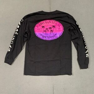 Cabo San Lucas Mexico Black‎ Long Sleeve T Shirt Palm Tree Graphic Yazbek M